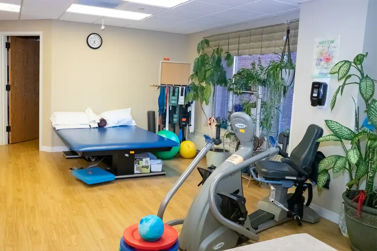 Therapy and rehab room with various types of equipment